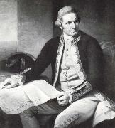 This anslaende portrait of captain James Cook,en of 1700- digits djarvaste sjofarare,ar millings of N.Dance